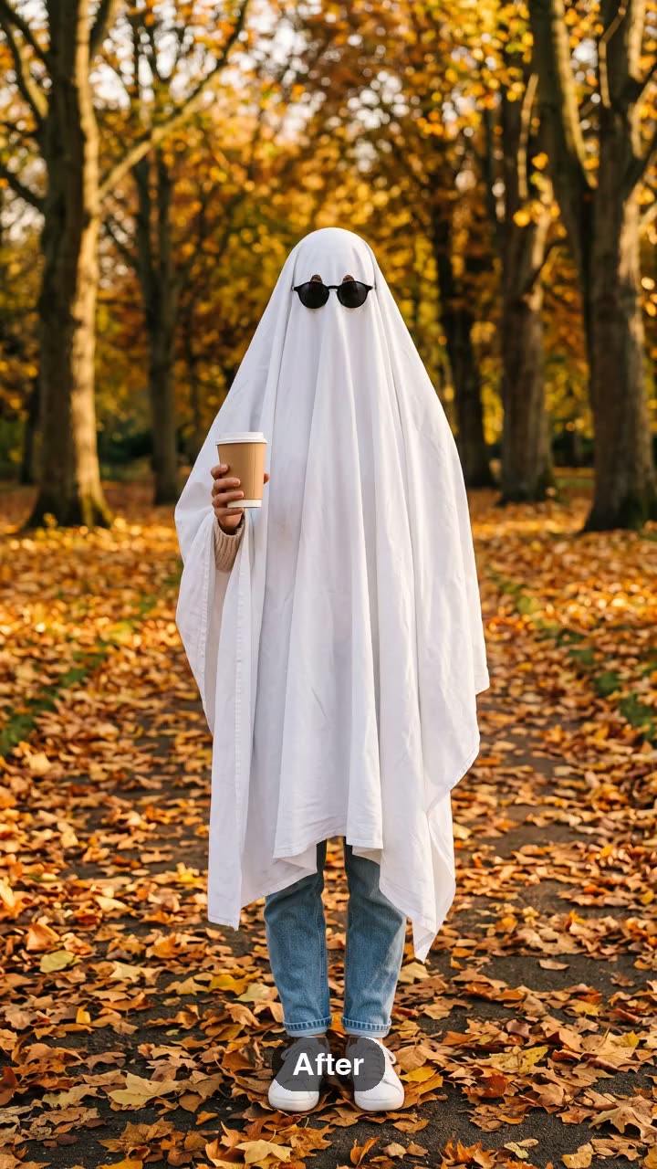 How to Make a AI Ghost Photoshoot: The Sheet Ghost Trend From One Photo on RemixMeme