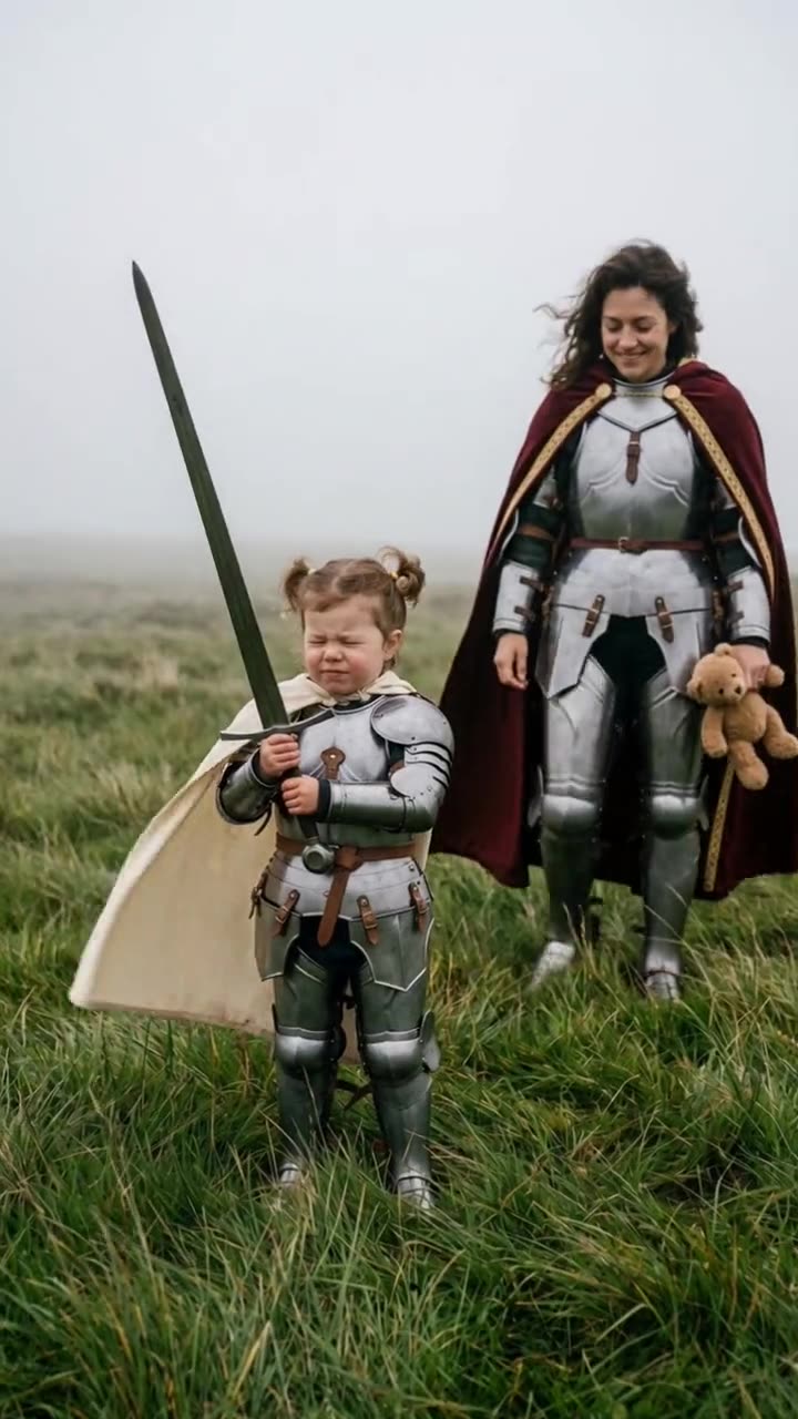 Create a Mom and Baby Knight AI Video: You and Your Little One as Knights With Your Photo
