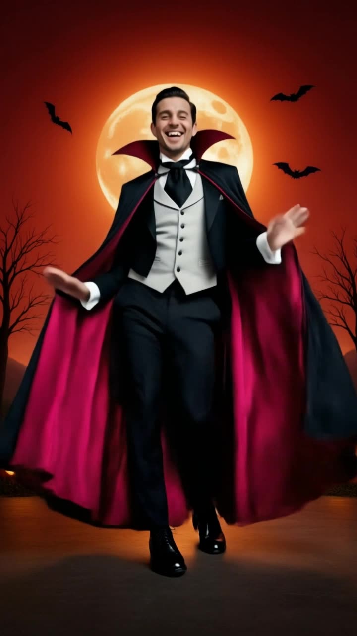 Turn Your Photo Into a Spooky Scary Skeletons AI Dance: You as the Vampire Under the Orange Moon
